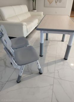 Kids adjustable height table and 2 chairs