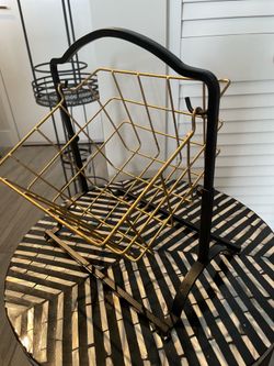 Gold hanging swinging storage basket