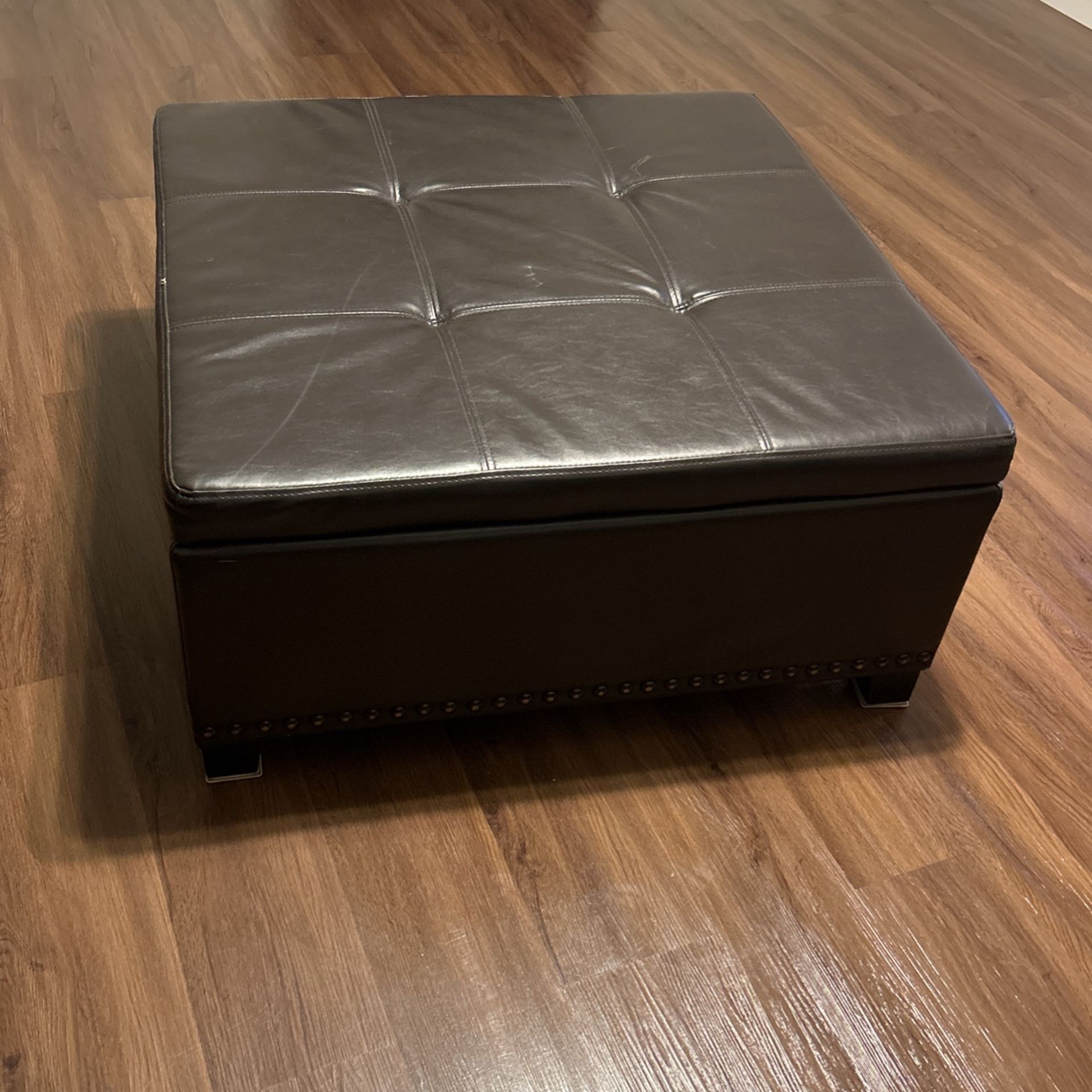Brown Leather Ottoman