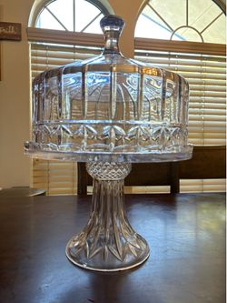 Godinger Olympia Collection Crystal Domed Cake Stand 24% Lead Crystal 17” Tall