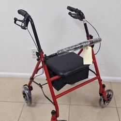 Red Rollator Walker W/ Seat-Great Condition!