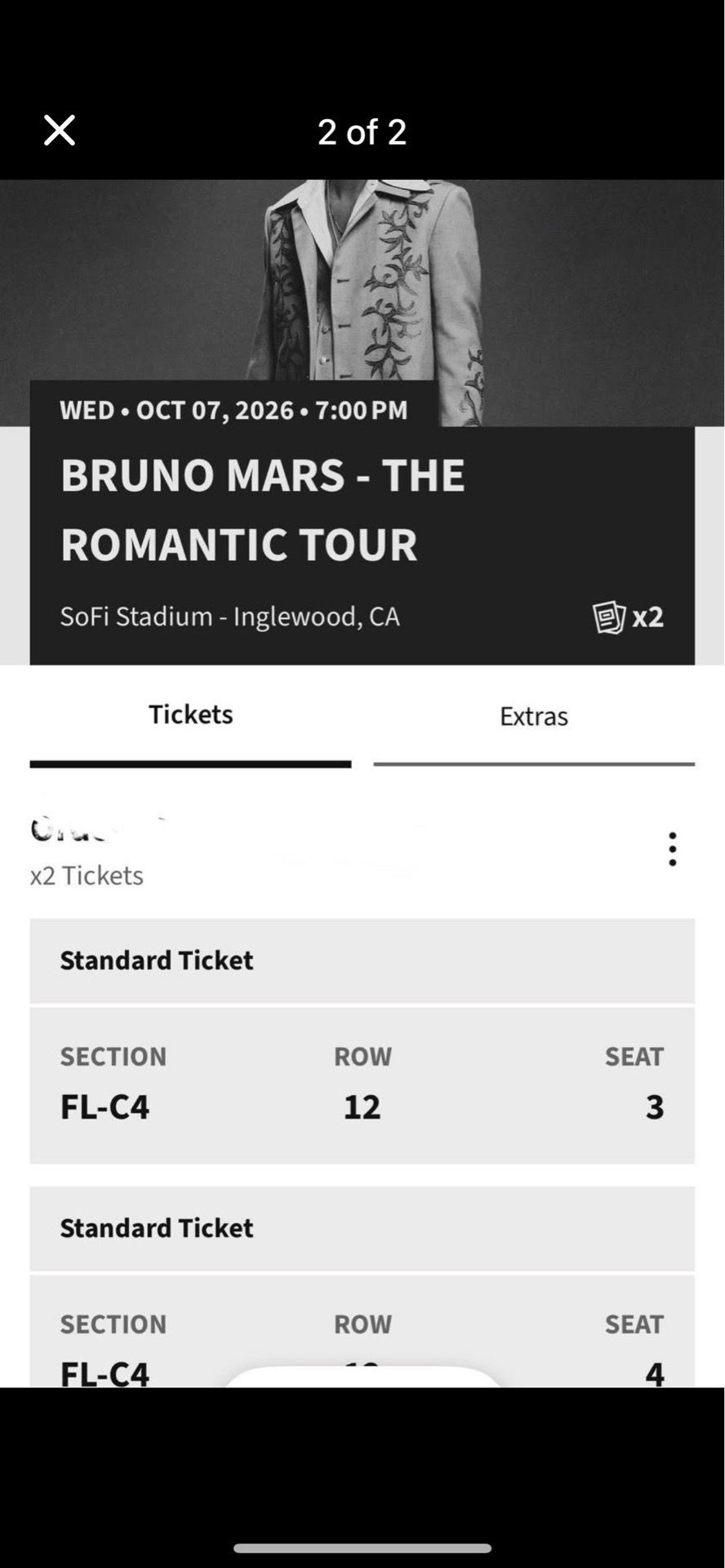 2 Bruno Mars Los Angeles Tickets