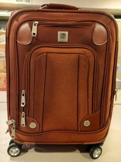 Olympia 20" Carry-On Spinner Suitcase – Brown Softside Luggage