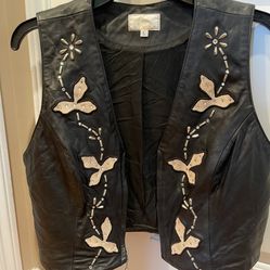 Ladies L Black Leather Vest 