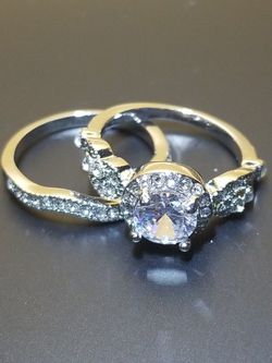 Vintage 3.08 CT round cut Women's wedding engagement Ring set