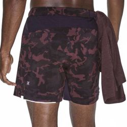 Lululemon mens Surge Short 6" Liner Incognito Camo Red Multi