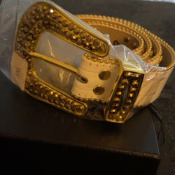 Gold And White Luxury Studded Belt