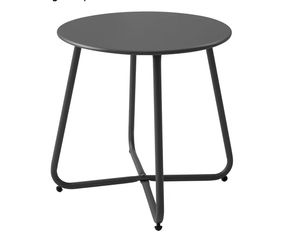 Patio Small Side Table Waterproof Round Metal Steel Weather Resistant Portable Outdoor and Indoor End Table for Garden Balcony Yard, Black