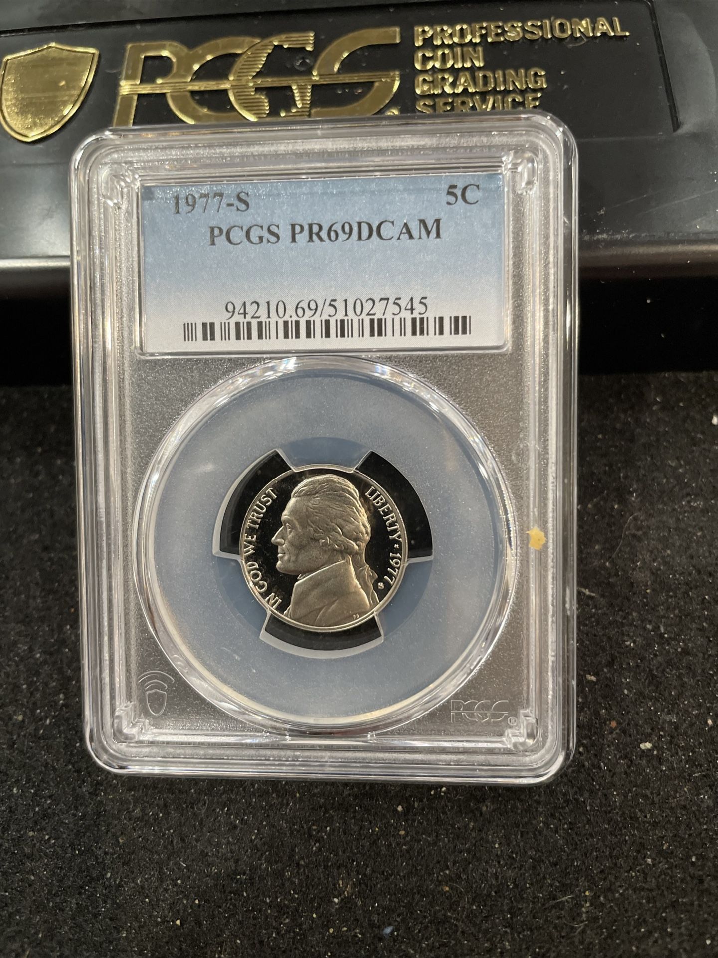 1977 S Gem Proof Jefferson Nickel Graded At PR69 With A Deep Cameo 1-2