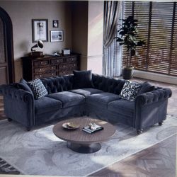 ONBRILL Chesterfield L Shaped Sofa