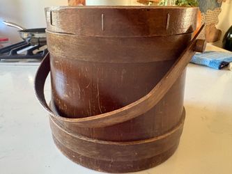 Antique Cornwall Wood Products Maine Wooden Firkin Sugar Bucket