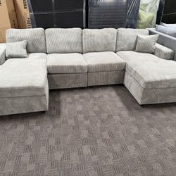 Light Gray Double Chaise Sectional 