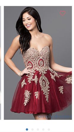 Red and Gold Semi Formal Homecoming Dress Size XL