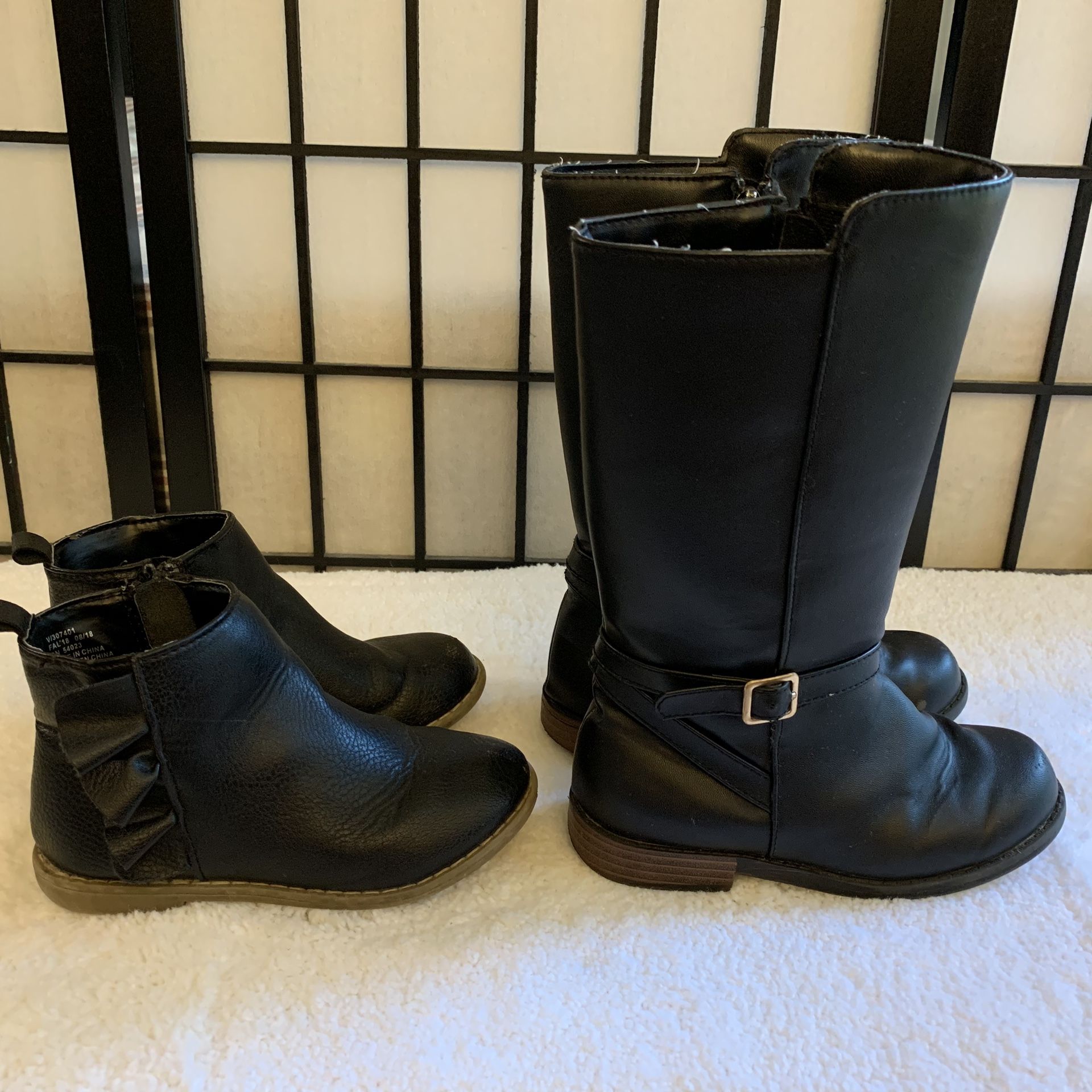 GAP girl ruffle short boots size 11 and Gymboree Riding boots 12