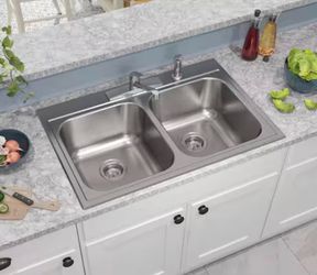 Elkay Parkway 33in, Double Bowl Sink, Double Sink, Stainless Steel Sink, Kitchen Sink Stainless, Drop in Sink, Drop in Kitchen Sink, Kitchen Sink, Sin