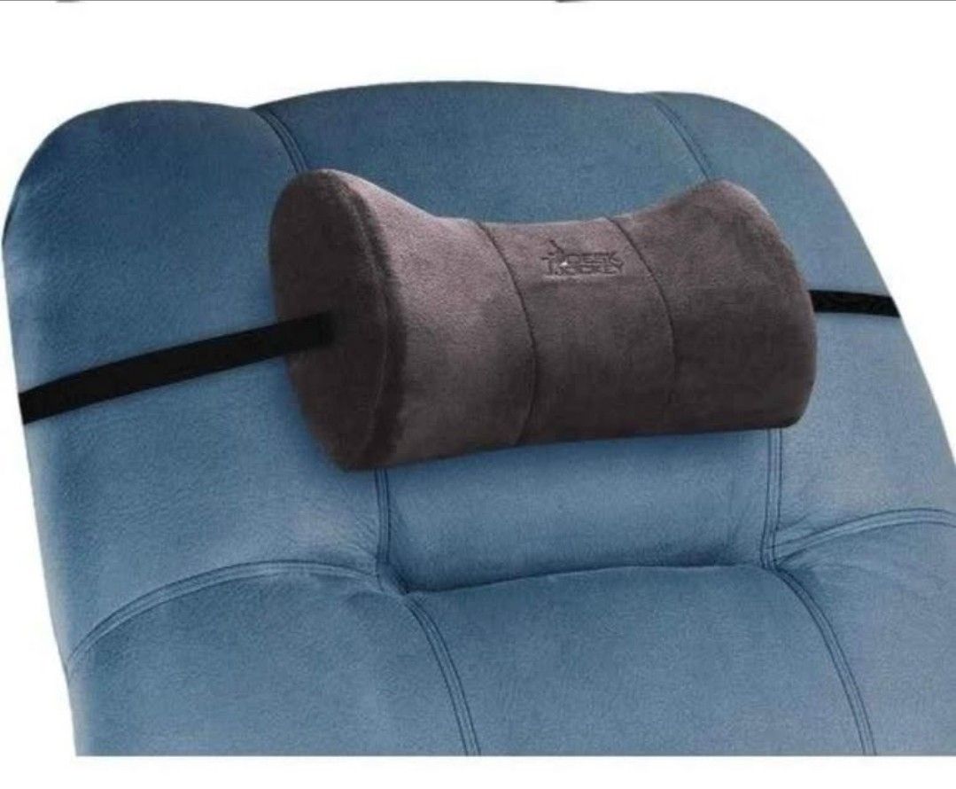 NEW! Neck Pillow Headrest Support Cushion (Plush Velvet, Gray)