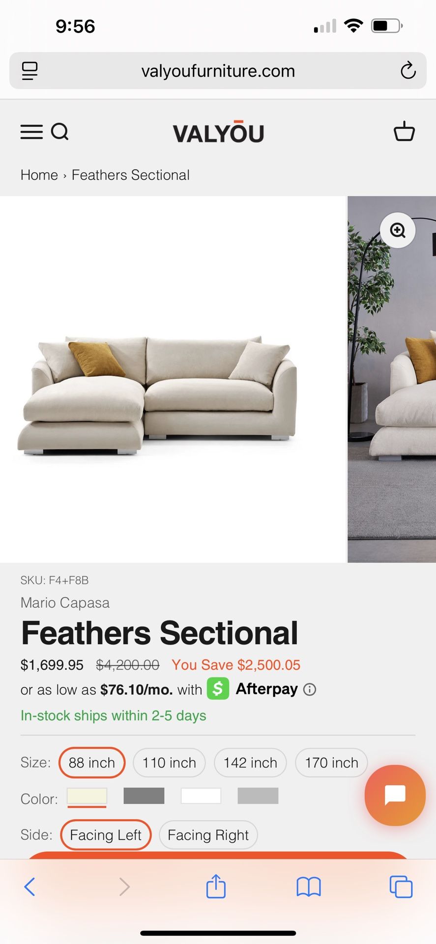 Valyou Feathers Sectional — Beige