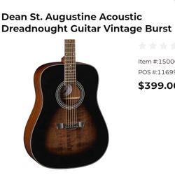 Dean St. Augustine Acoustic Dreadnought Guitar Vintage Burst