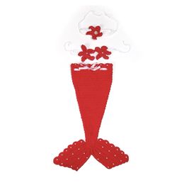 Baby photo costume - red knitted mermaid dress