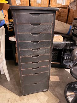 Black Rolling 10-Drawer Storage Cabinet