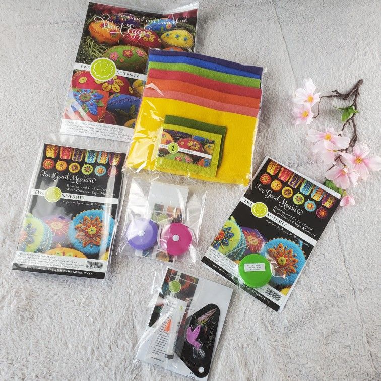 Ewe-Niversity Wool Crafts Bundle Tape Measure Kit And Wool Eggs Kit
