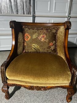 Traditional Carved Wood Accent Chair
