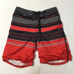 Ocean Pacific Swim Trunks Men's Size 34-36 Medium red black mesh striped