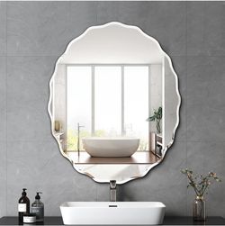 Pregaspor 24x30 Inch Frameless Oval Wall Mirror for Bathroom Sink, Minimalist Ba