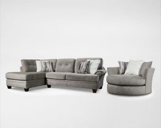 Couch & swivel chair set with pillows