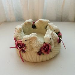 Rabbit Pillar Candle Holder Jade Collection Spring Easter Bunny