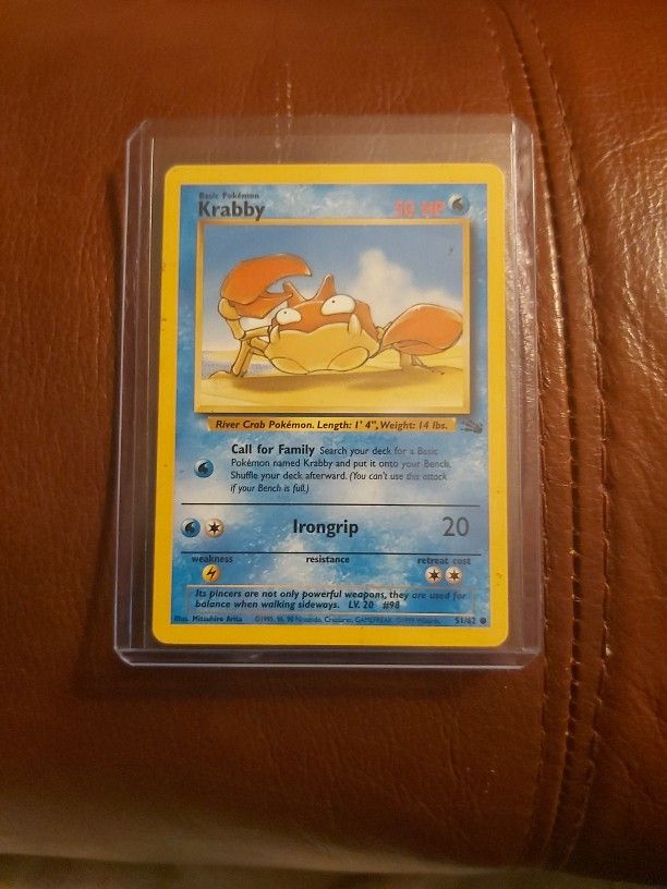 1999 Pokemon Fossil Krabby 51/62 Not Mint Not Played Cheap