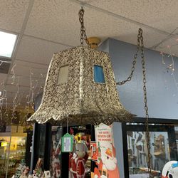 Hollywood Regency Gold Bell Shaped Hanging Lamp