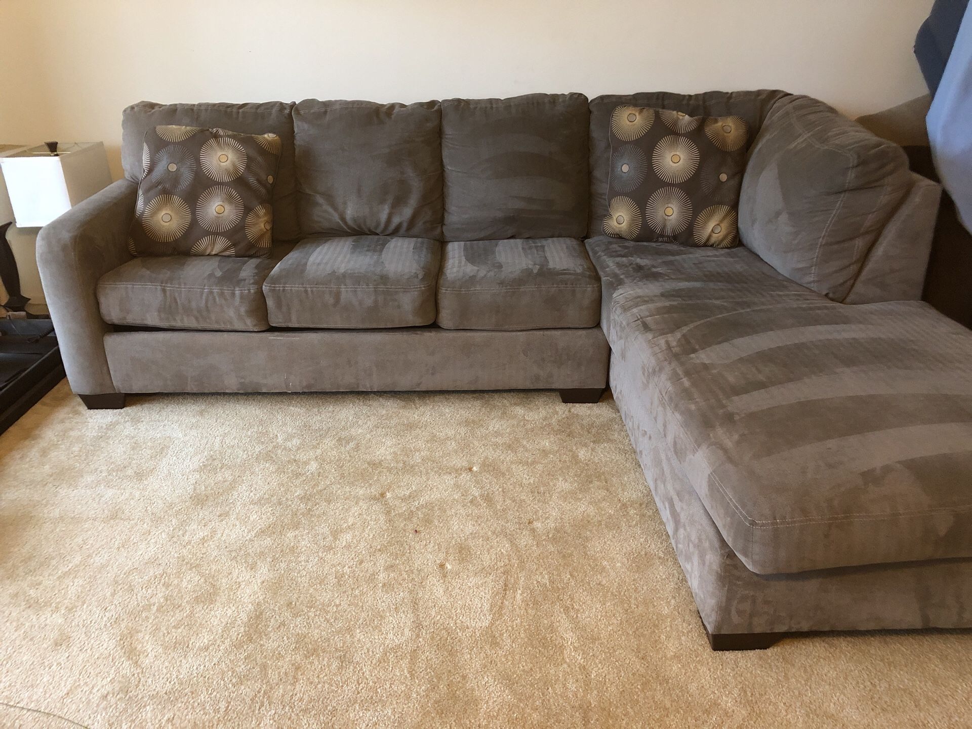 Charcoal Zella 2 piece sectional with pillows