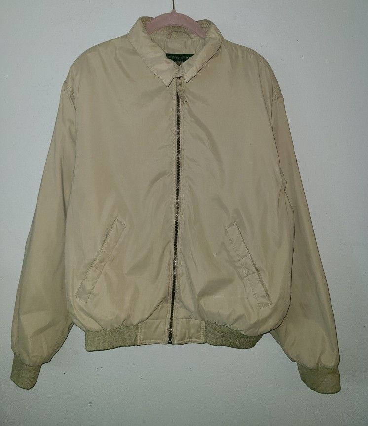 Orvis Men's Full Zip Pockets Long Sleeve Beige Light Jacket Size M