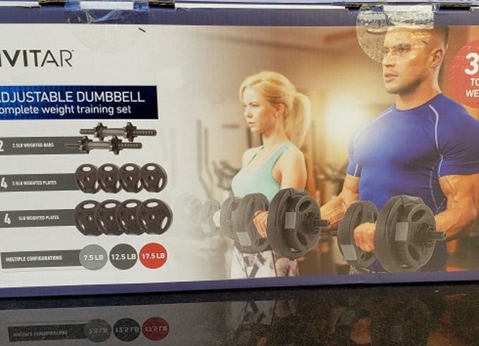 vivitar adjustable dumbbell weights set 35lb