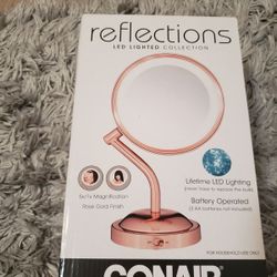 New Conair Reflections Double-Sided LED Lighted Magnification Makeup Mirror Rose Gold