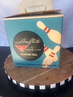 Vintage bowling ball with box