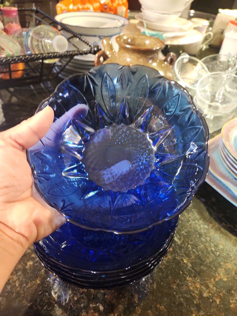 6 Vintage Royal Shapire  Blue Bowl 