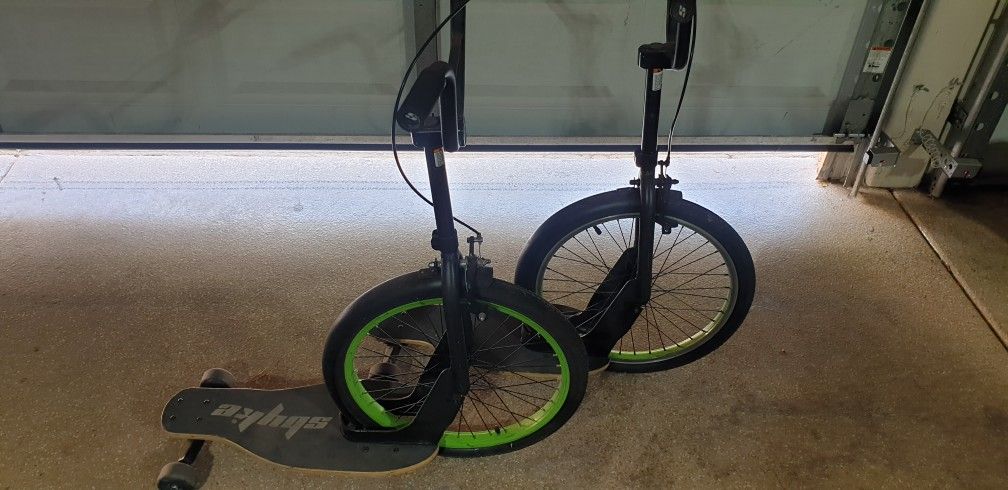 SBYKE SKATEBOARD BIKE HYBRID KICK SCOOTER RAZOR
$50 EACH.
WE HAVE TWO OF THEM