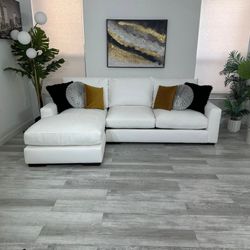 Sectional Couch Kevin Charles Furniture White Fabric - FREE DELIVERY 