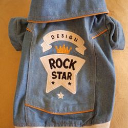 Pet Dog Cat Jean Jacket Rock Star sz M