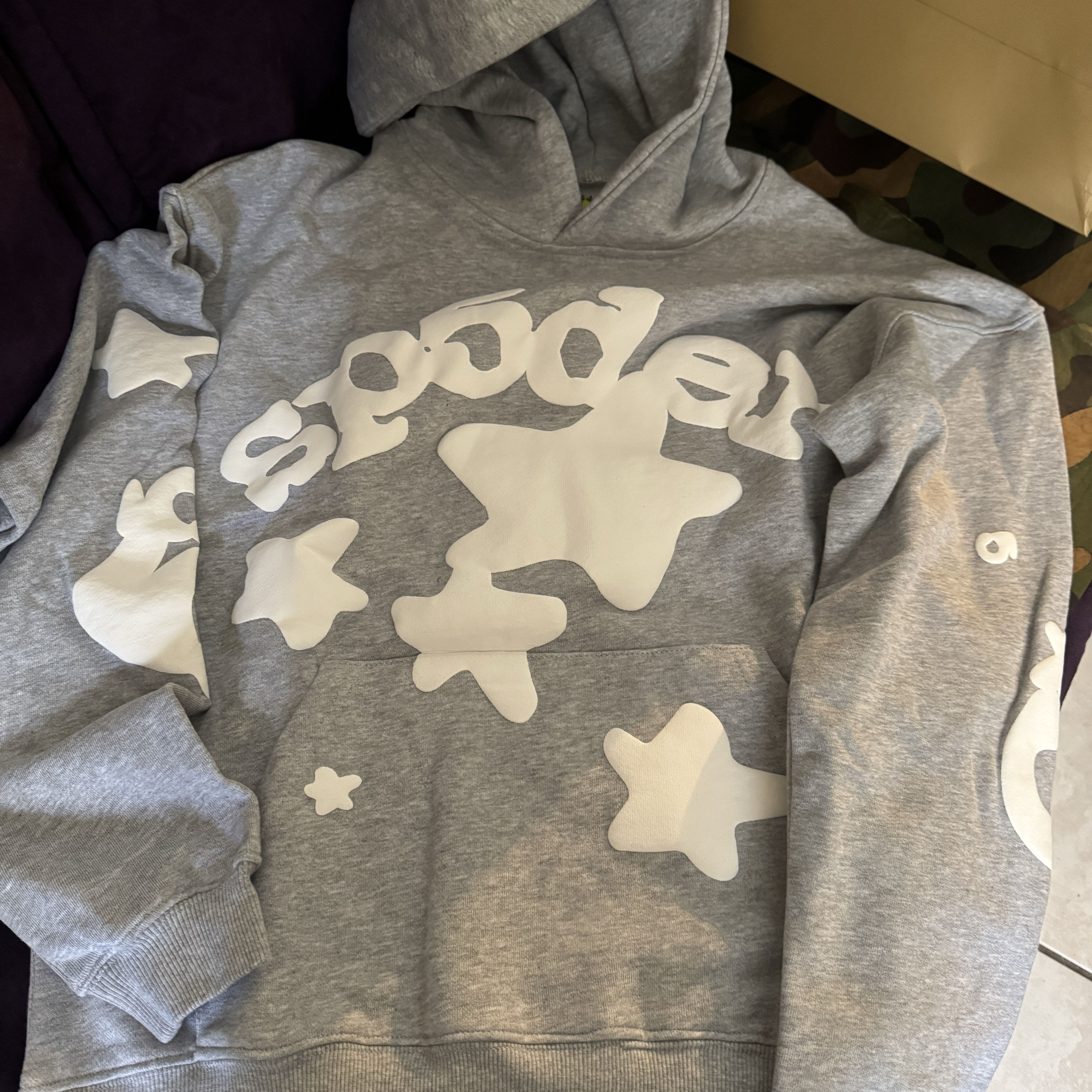 Gray Spooky Star Pattern Hooded Sweatshirt