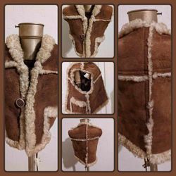 VINTAGE YOUTH TODDLER UNISEX CHILD KID BOY GIRL WOOL SUEDE LEATHER YOUTH CHILD KID FASHION COAT VEST JACKET TOP