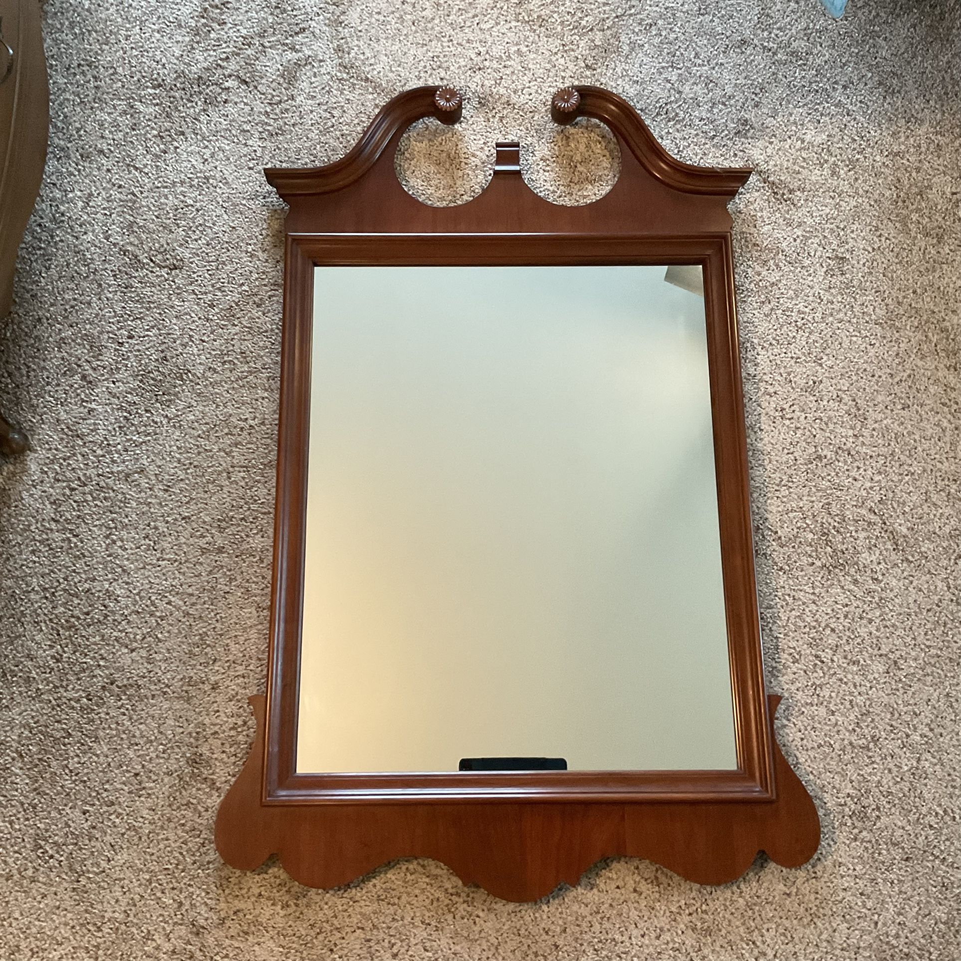 Carved Solid Cherrywood Chippendale Style Wall Mirror
