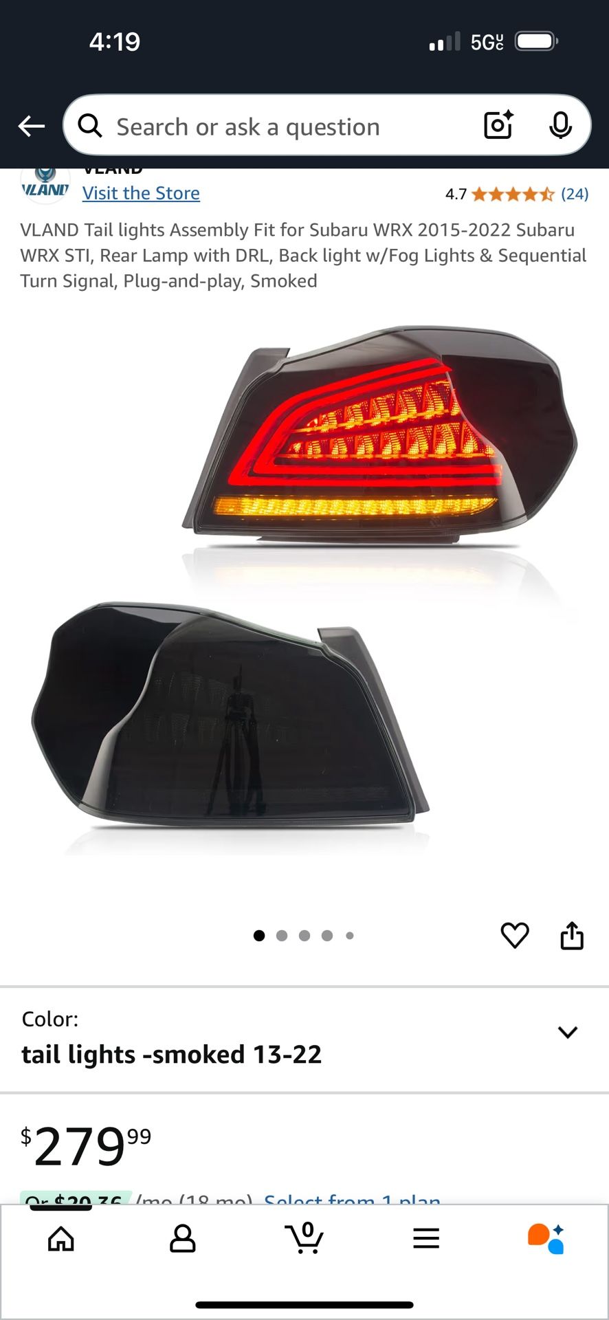 2015-2021 Subaru Wrx Tail Lights