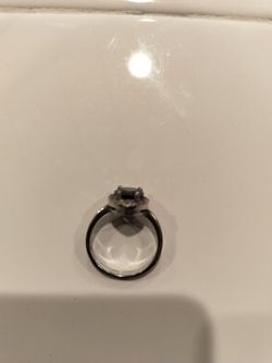 925 Sterling Silver Black Onyx Teardrop Halo Ring - $25