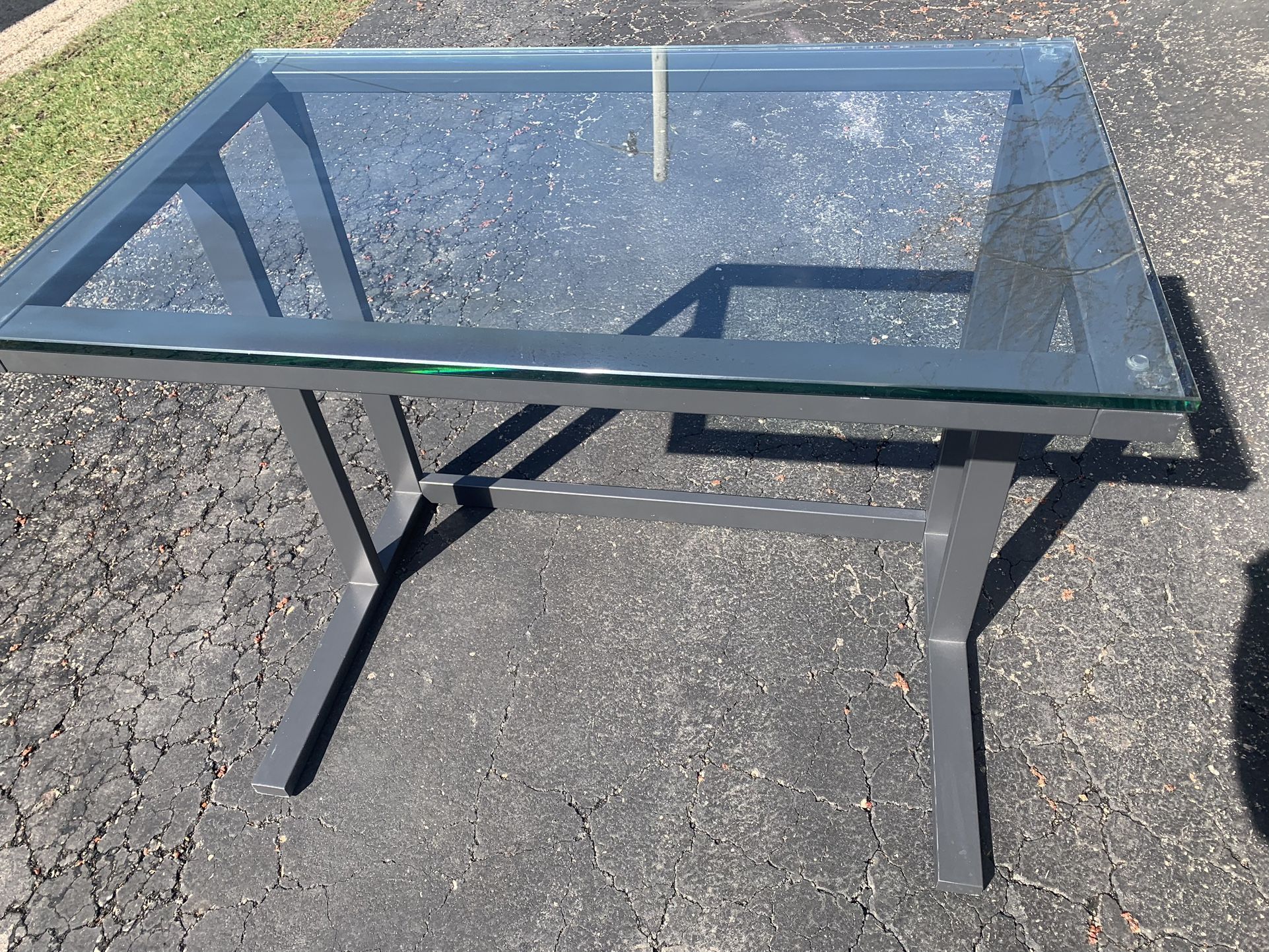 Desk - metal and Glass top Crate & Barrel 36 W x 22 D x 30 H
