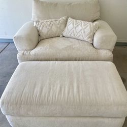Oversized Cream Chair & Ottoman