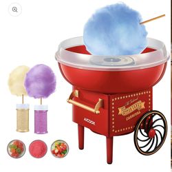 Nostalgia Cotton Candy Machine, 500W, Candy Floss Maker For Party, Sugar Scoop and 10 Cones Included, Red
