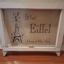 Vintage Re-purposed Window Pane 24" L x 1 1/2" W x 21" H Paris Themed